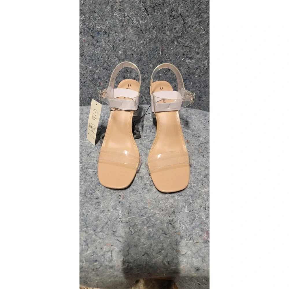 No Boundaries Women's Memory Foam Clear Heel Tan Size 11 Under 4